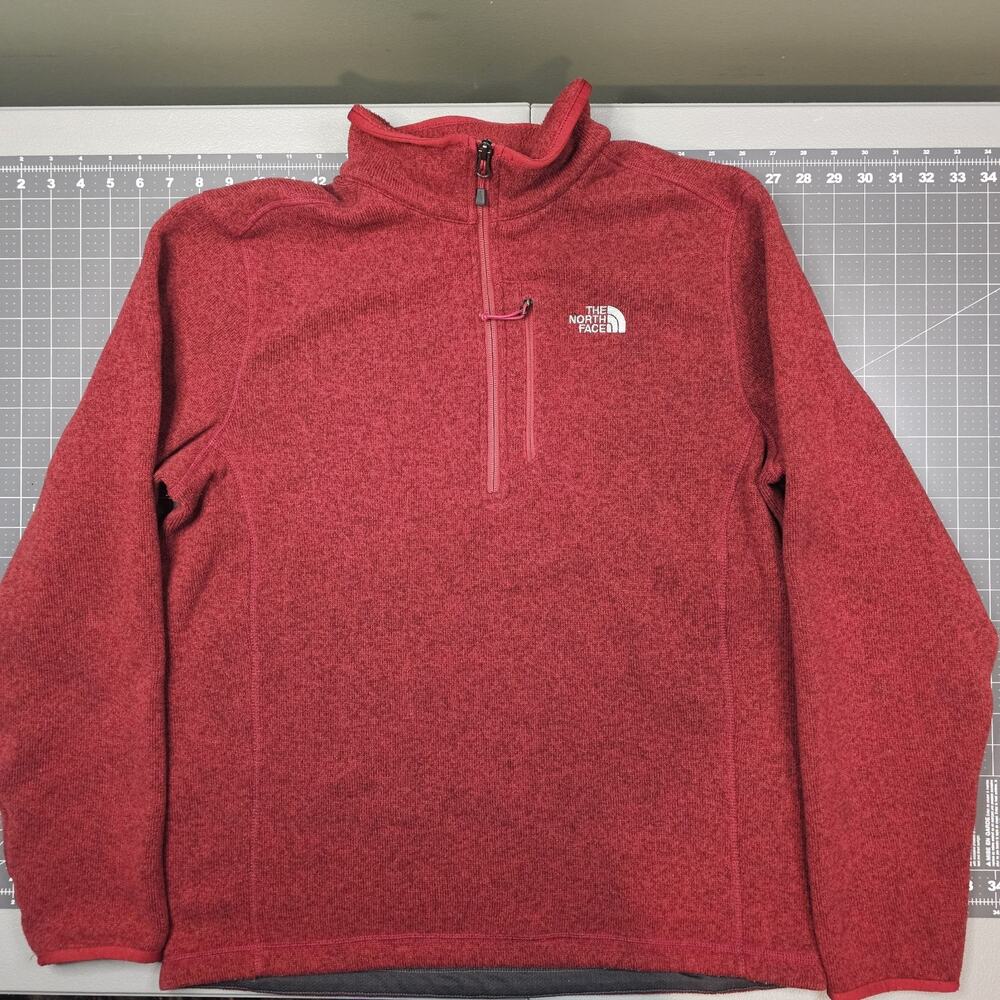 The North Face Jacket Large Red Gordon Lyons 1/4 Zip Fleece Outdoors Preppy